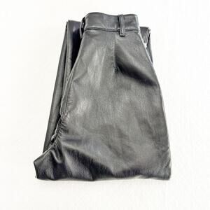 Wilfred by Aritzia Modern Cargo Black Faux Leather Pants Button Fly Size 8 NWOT